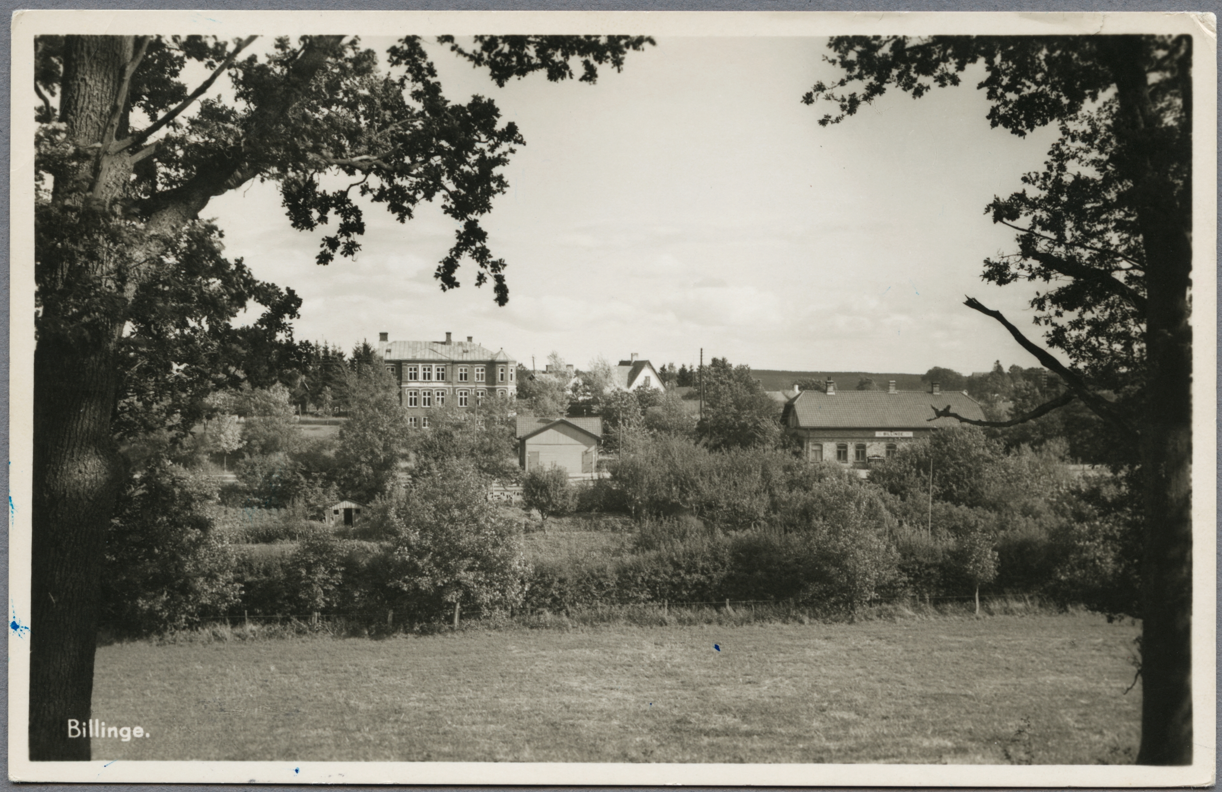 Vy över Billinge. Cirka 1939. Foto: Järnvägsmuseet.