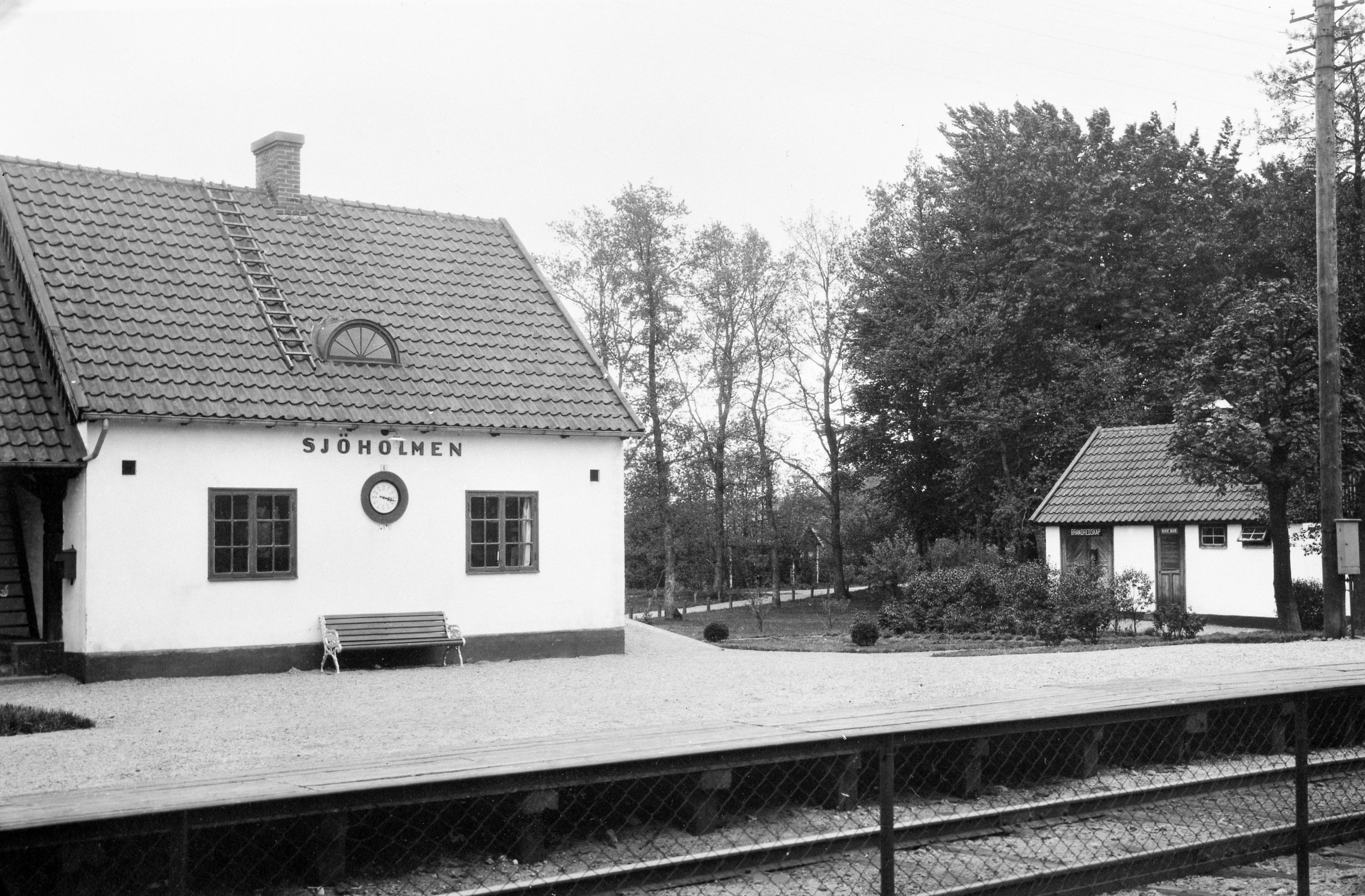 Sj&ouml;holmen station 1928. K&auml;lla: digitaltmuseum.se/J&auml;rnv&auml;gsmuseet, G&auml;vle.