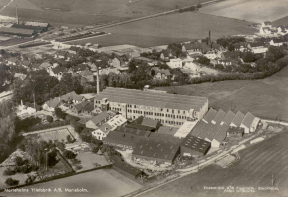 Flygfoto av yllefabriken i Marieholm 1935