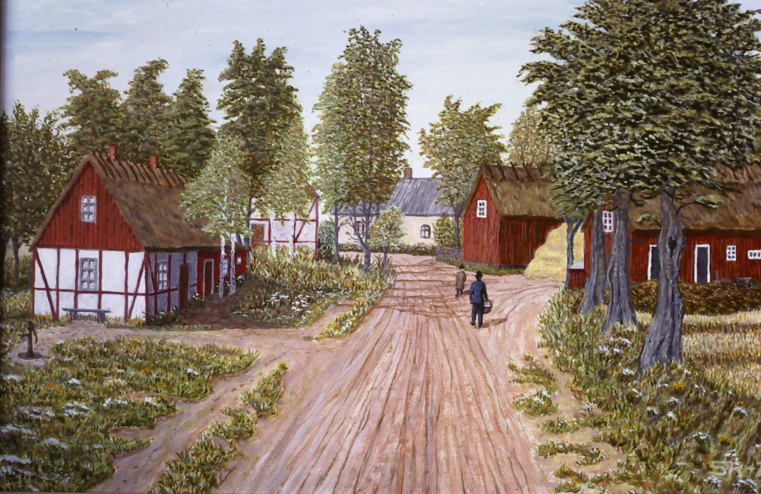 Tavla Storgatan i Marieholm, tavla av Sven Rydberg
