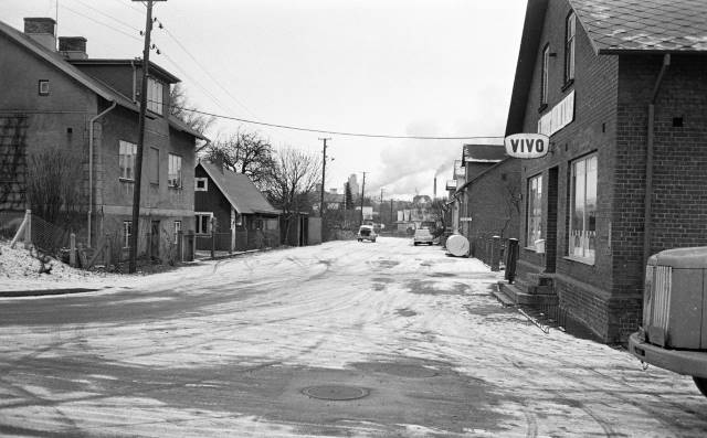 Handelsmannavägen i Örtofta, 1960-tal. Källa: Eslövs kommuns bildarkiv, K.G.Pressfoto.