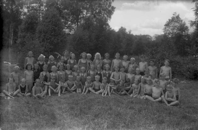 Simskolan i Sjöholmen, 1943. Källa: Eslövs kommuns bildarkiv, Föjers foto.