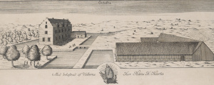 Örtofta slott. Illustration från 1680 av ingenjör Gerhard von Burman, 1653-1701. Publicerad av Abraham Fischer, 1724-1775. Källa: Wikimedia Commons.